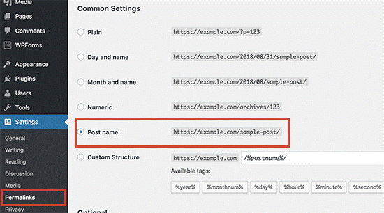 wp permlinks