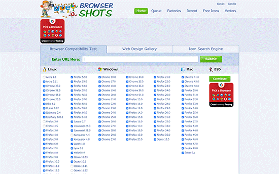 سایت Browsershots
