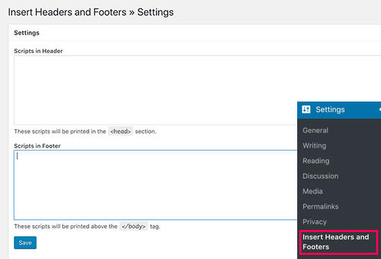 پلاگین Insert Headers and Footers