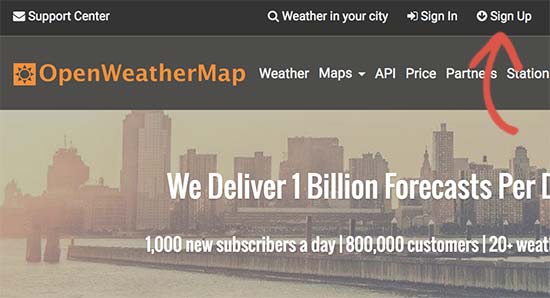 کلید API سایت OpenWeatherMap سایت OpenWeatherMap